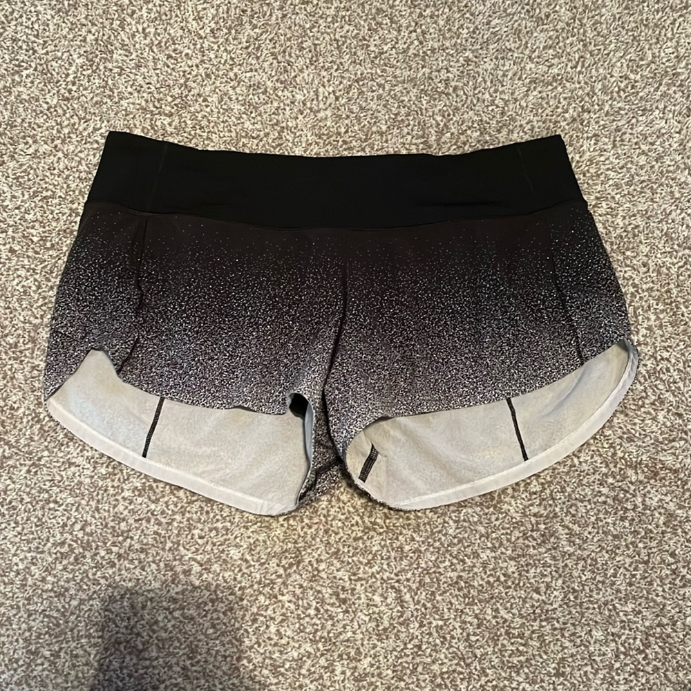 black and white lululemon speed shorts